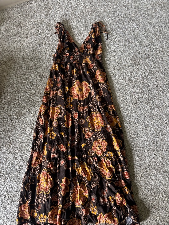 Patrons of Peace Dresses & Skirts - Patrons of Peace Black Maxi Dress with Yellow & Rust Floral Print